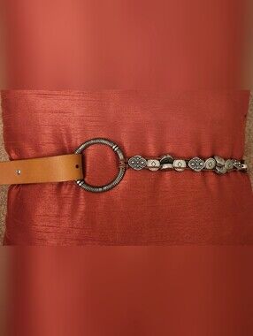 Antoniazzi Firenze Tan Leather and Silver Accent Waist Belt